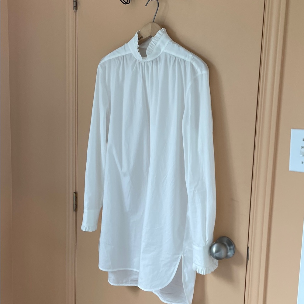MaxMara Ivory Ruffled Neck Long line Blouse or Tunic - Picture 4 of 6